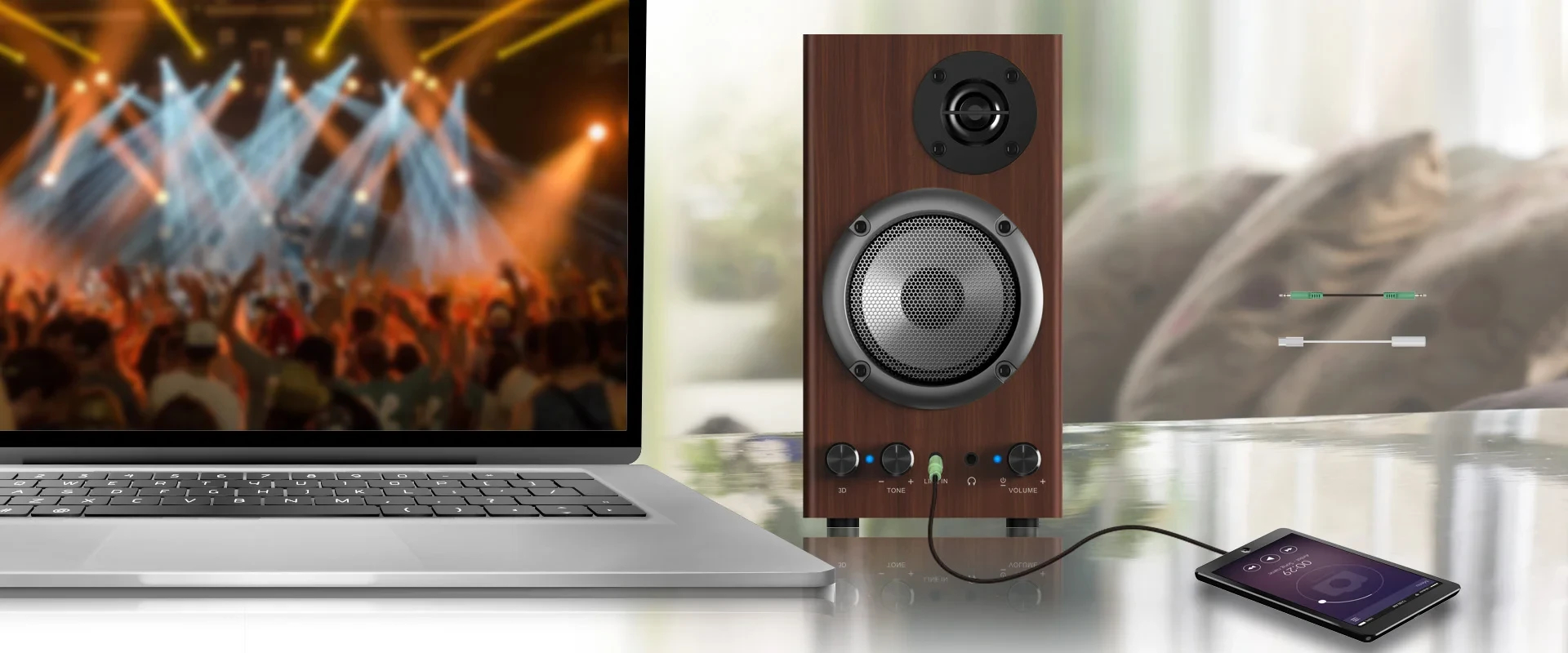 Genius тонколони Speakers 2.0 - SP-HF500B - 16W RMS, 3D Surround, Wood