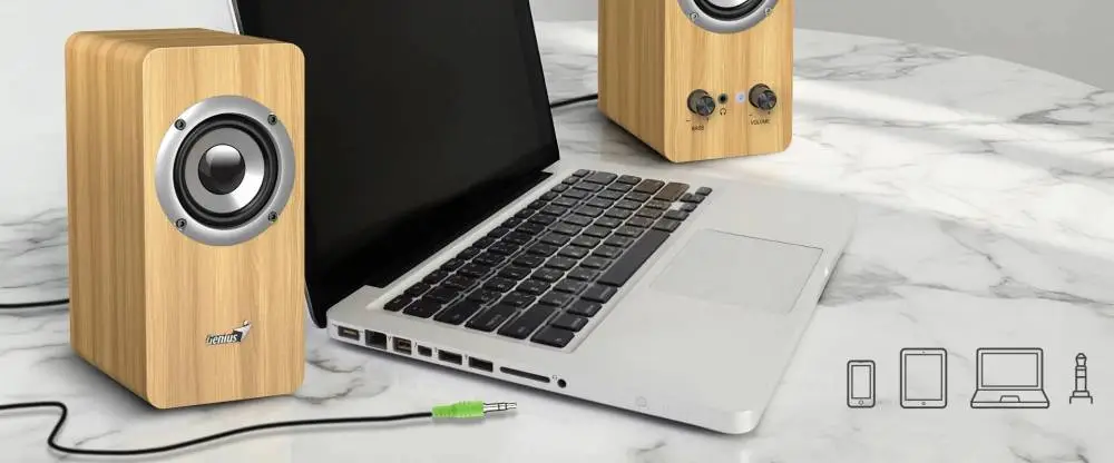 Genius тонколони Speakers 2.0 - SP-HF400 - 10W RMS, Dark Brown