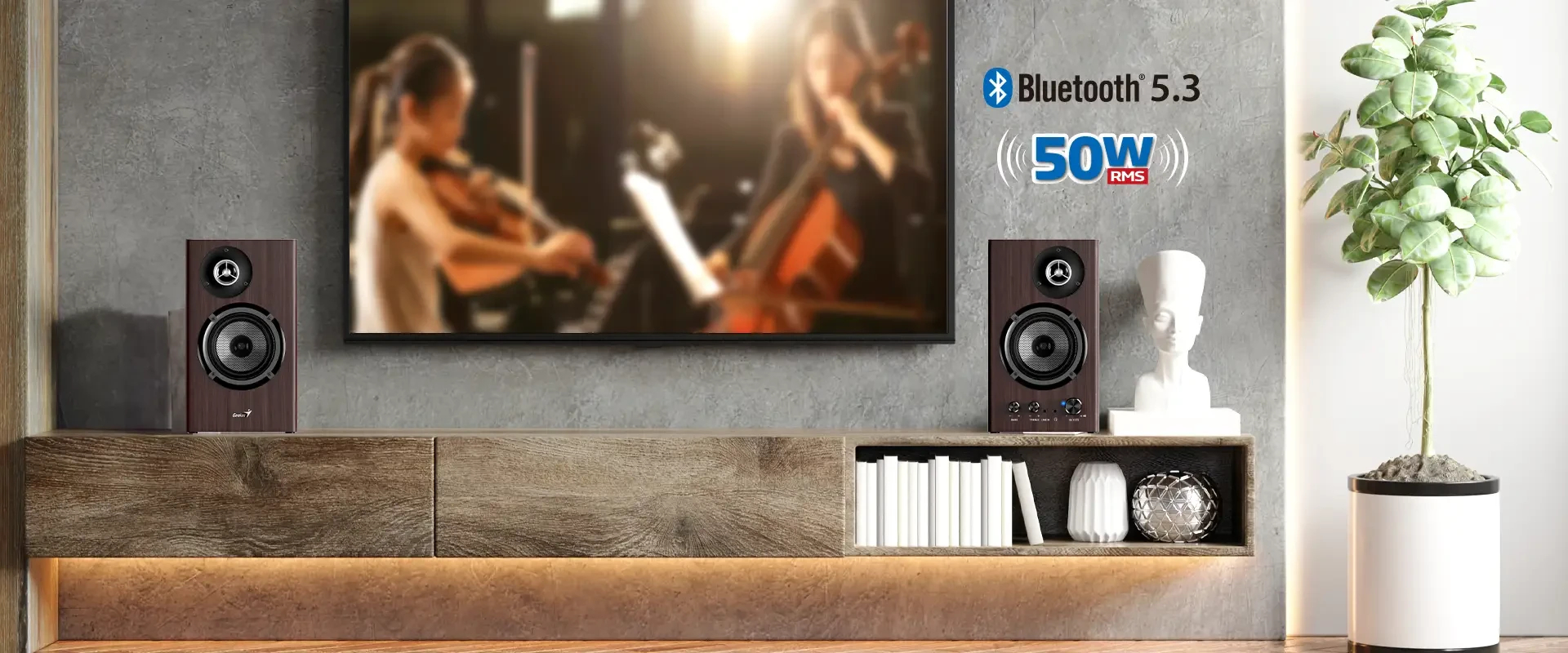 Genius тонколони Speakers 2.0 - SP-HF1812BT - 50W RMS, Bluetooth 5.3, Dark Brown