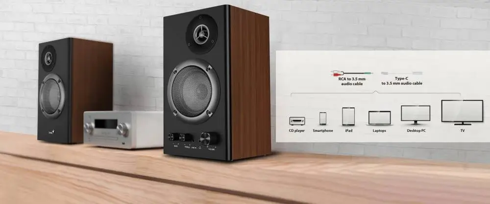 Genius тонколони Speakers 2.0 - SP-HF1200B - 36W RMS, Wood