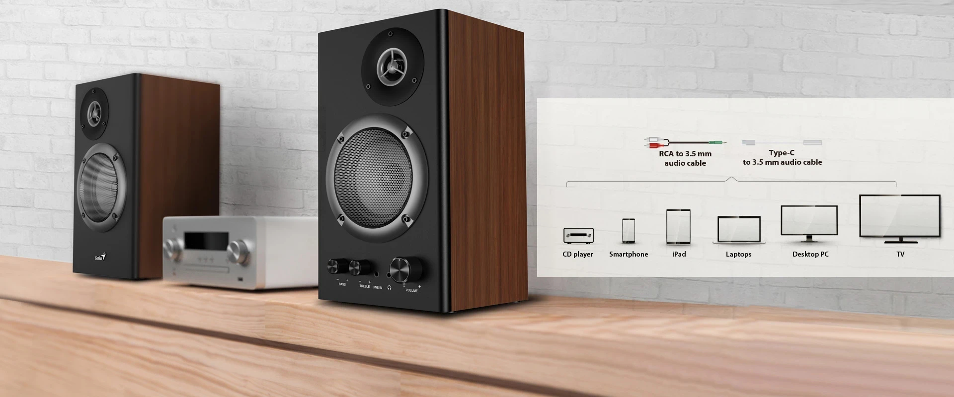 Genius тонколони Speakers 2.0 - SP-HF1200B - 36W RMS, Wood