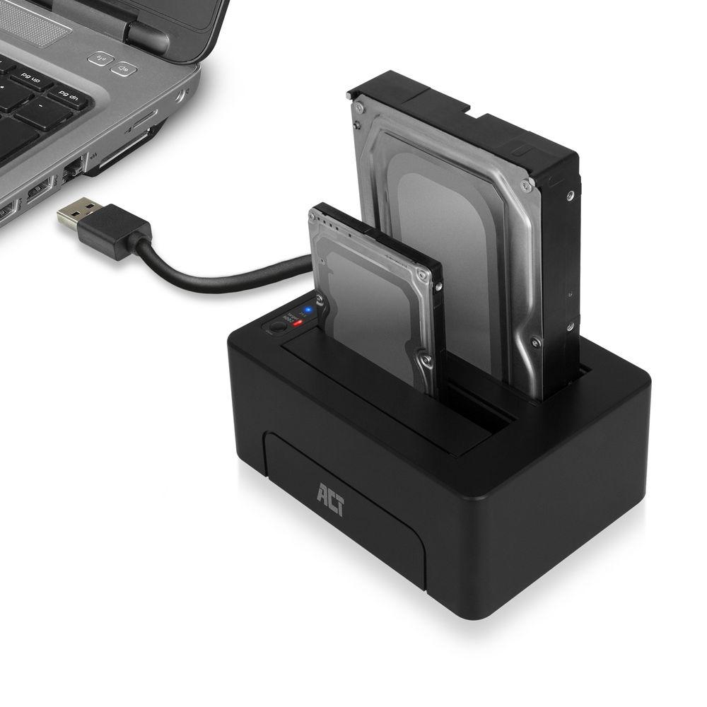 ACT Докинг стейшън AC1504, USB 3.1 Gen1 за 3.5"/2.5" HDD/SSD черен