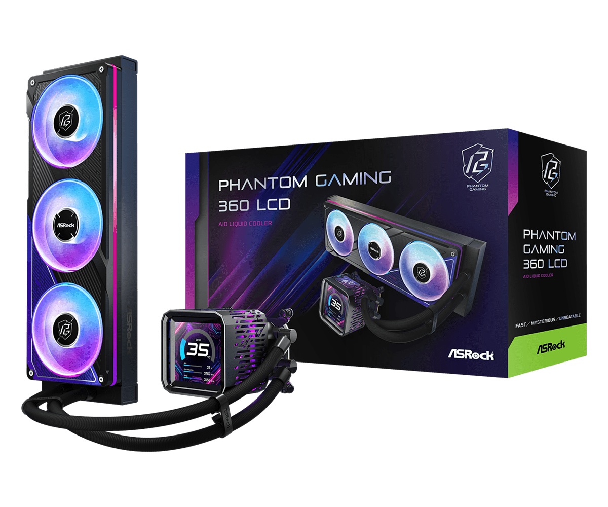 Водяне охолодження Asrock Phantom Gaming 360 LCD, 360mm, ARGB, LCD Display, AIO Cooler