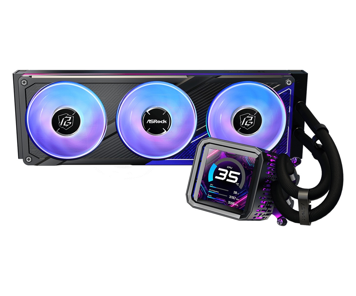 Водяне охолодження Asrock Phantom Gaming 360 LCD, 360mm, ARGB, LCD Display, AIO Cooler