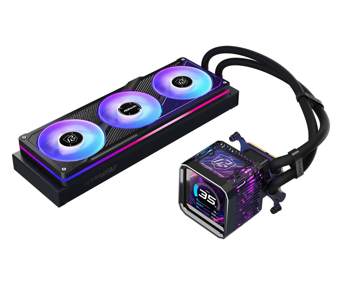 Водяне охолодження Asrock Phantom Gaming 360 LCD, 360mm, ARGB, LCD Display, AIO Cooler