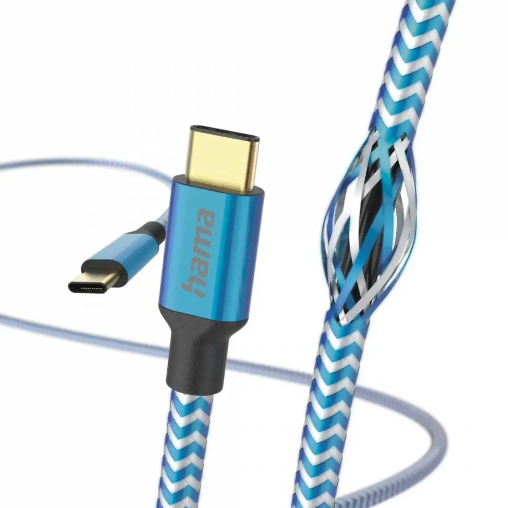 Кабел "Relfective" USB-C мъжко&ndash; USB-C мъжко, 1.5м, 480Mb/s, син