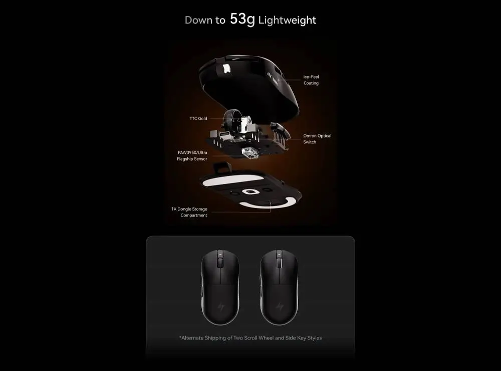ATK професионална геймърска мишка Wireless Gaming Mouse A9 Plus Tri-mode Nearlink - 1K, White