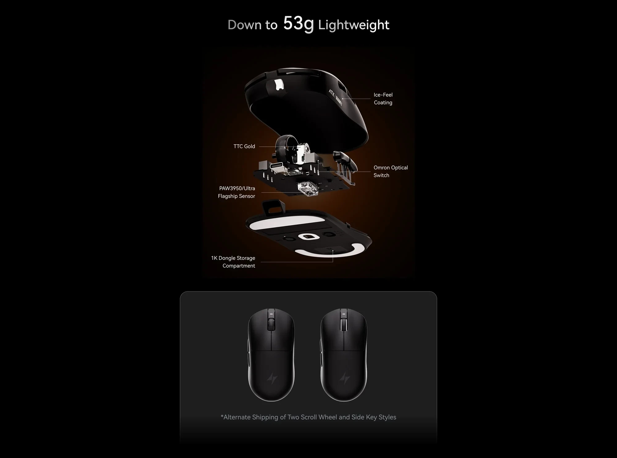 ATK професионална геймърска мишка Wireless Gaming Mouse A9 Plus Tri-mode Nearlink - 1K, White