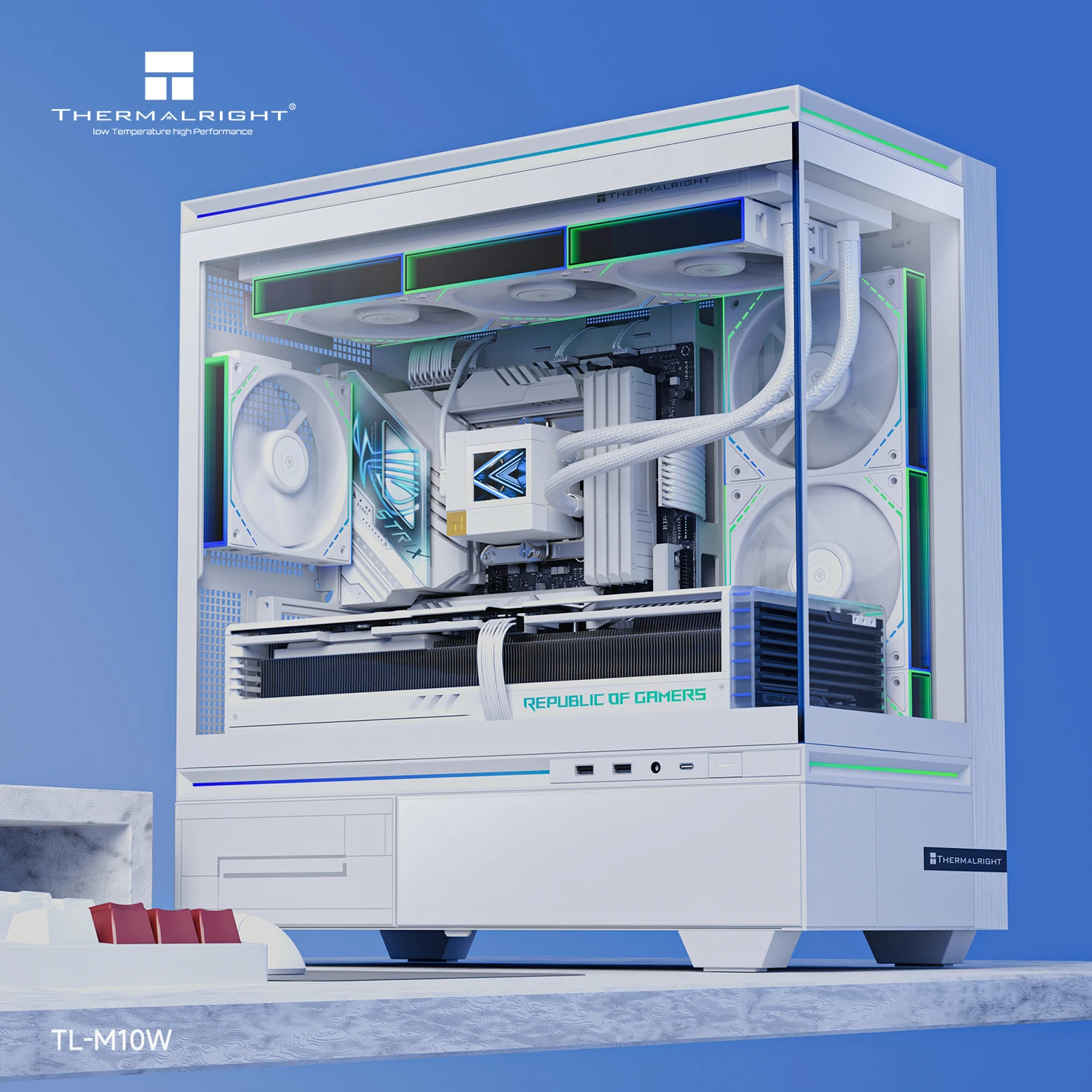 Thermalright кутия Case mATX - TL-M10 White - 4 x 120 mm ARGB included, USB-C