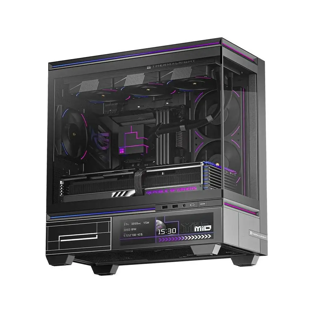 Thermalright кутия Case mATX - TL-M10 Vision Black - 4 x 120 mm ARGB included, 9.16 inch LCD Display, USB-C