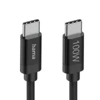 Hama Кабел за зареждане, "Fabric", USB-C - USB-C, 100 W, 1.5 m, Nylon, black