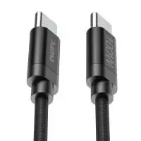 Hama Кабел за зареждане, "Fabric", USB-C - USB-C, 100 W, 3 m, Nylon, black