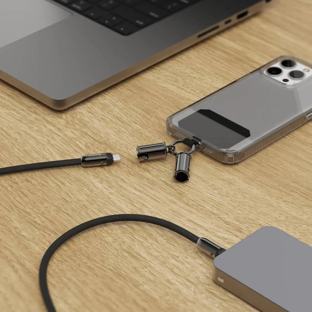 Hama Кабел за зареждане, USB-C, 2 в 1 с връзка за телефон, 1.2 m, черен