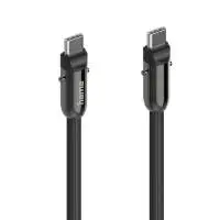 Hama Кабел за зареждане, USB-C, 2 в 1 с връзка за телефон, 1.2 m, черен