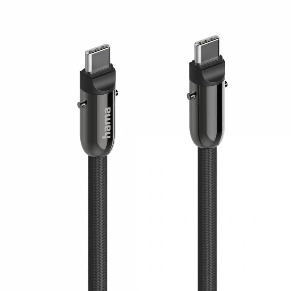 Hama Кабел за зареждане, USB-C, 2 в 1 с връзка за телефон, 1.2 m, черен