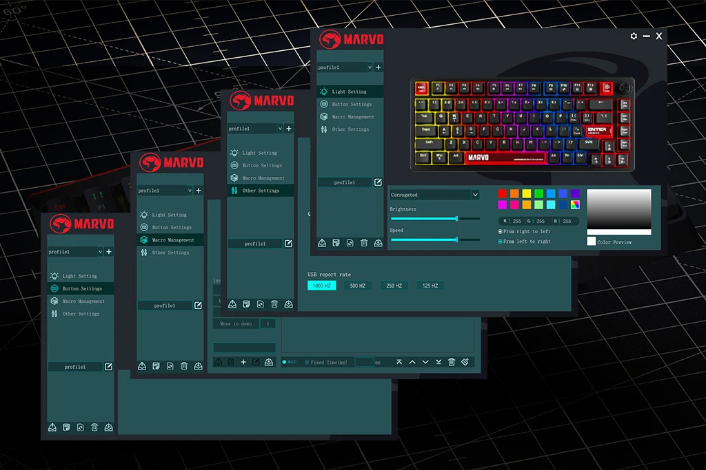 Marvo геймърска механична клавиатура Gaming Mechanical Keyboard Arma 82 KG936 - 1K, TNT Peach Switches [Linear], (English US)