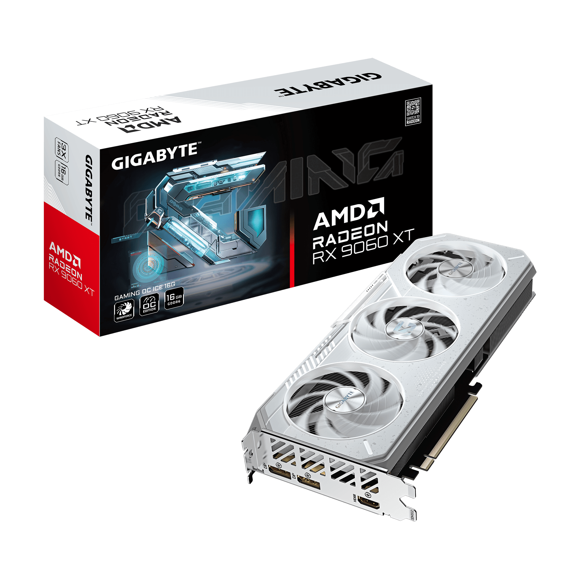 Видео карта Gigabyte Radeon RX 9060 XT GAMING OC ICE 16GB - GV-R906XGAMINGOCICE-16GD 