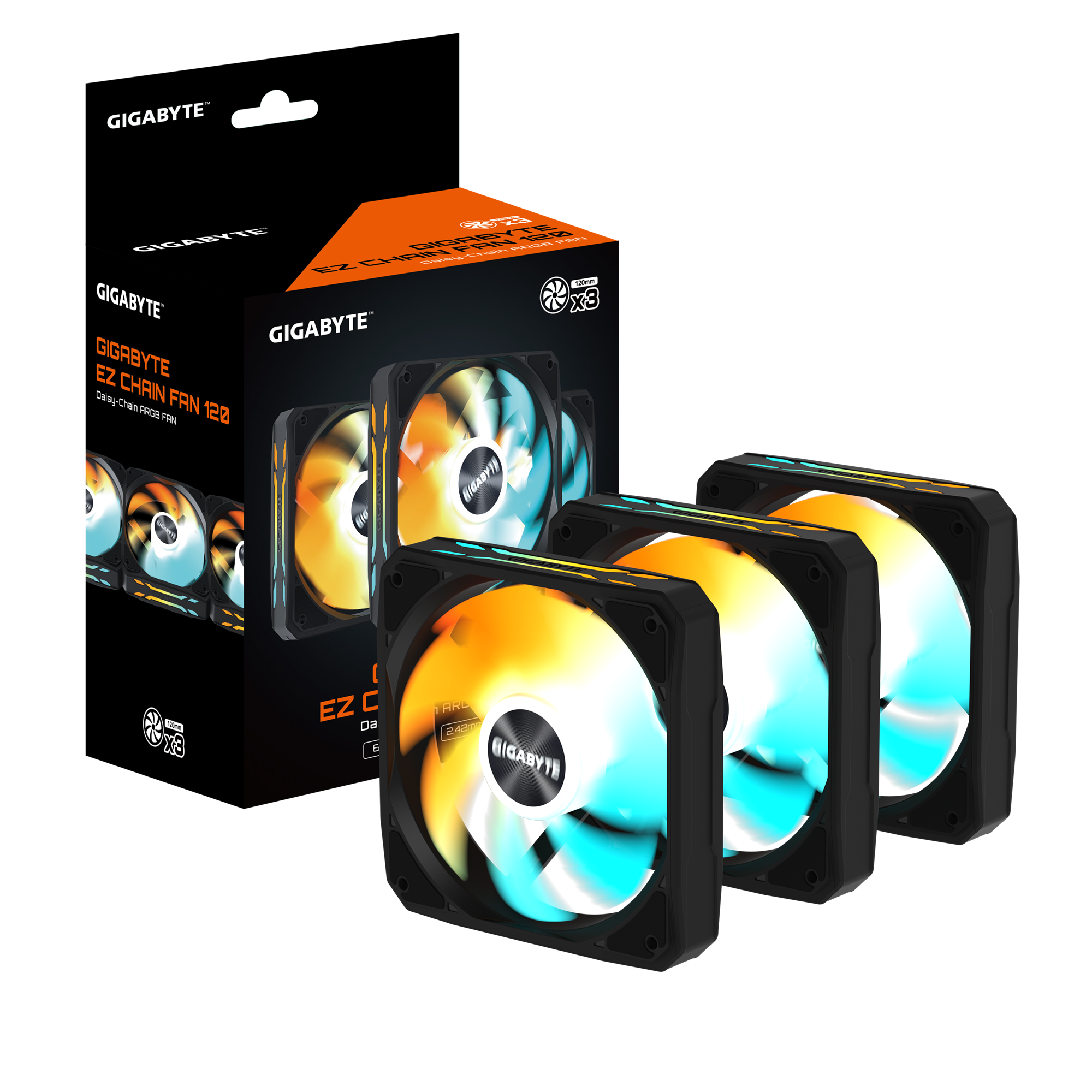 Вентилатори GIGABYTE AORUS EZ CHAIN FAN 120 ARGB, 3-Pack
