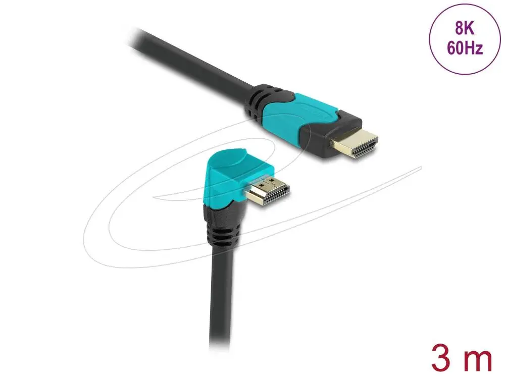 Delock Кабел HDMI, 90&deg;, 48 Gbps 8K 60 Hz, 3 м