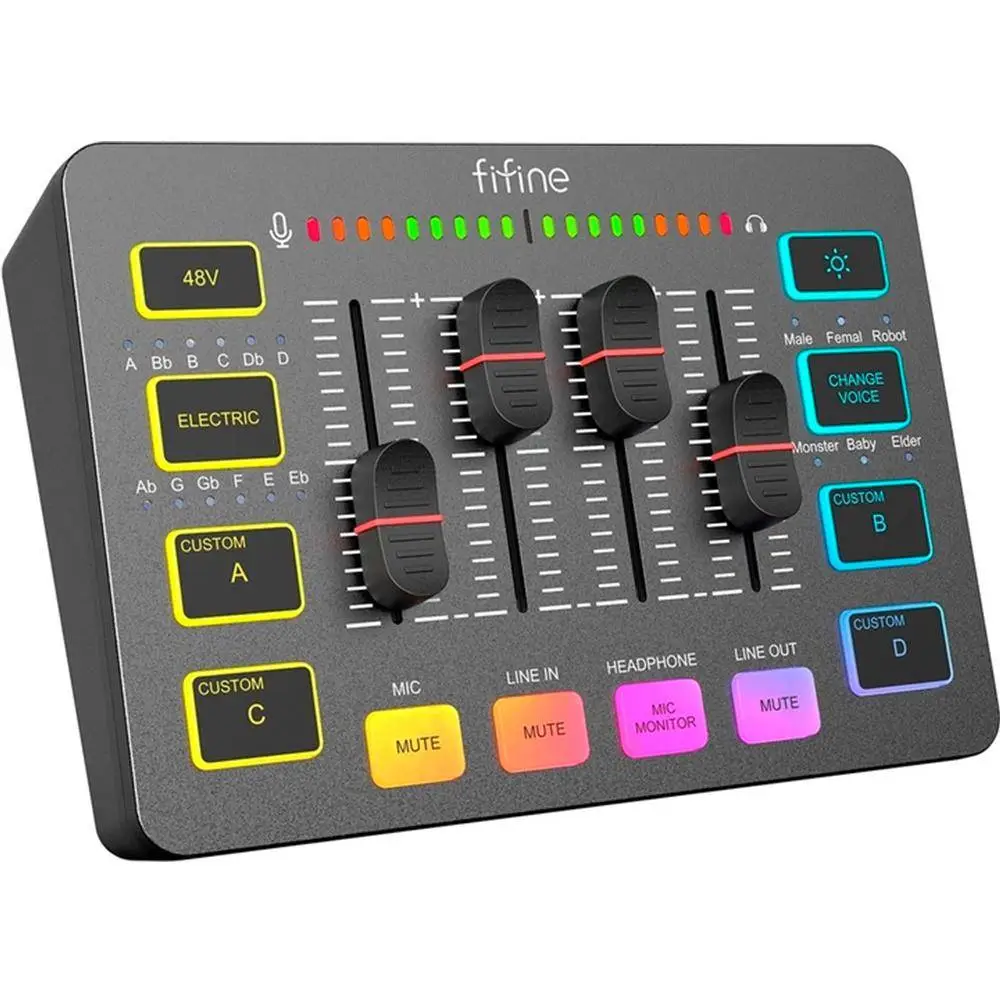 Аудио Миксер FIFINE SC3 RGB Audio Interface - Black