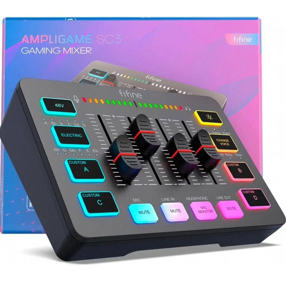 Аудио Миксер FIFINE SC3 RGB Audio Interface - Black
