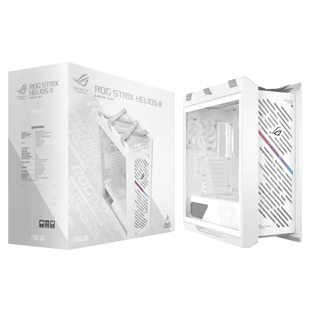 Кутия ASUS ROG Strix Helios II EATX Mid-Tower White - 90DC00W3-B39000