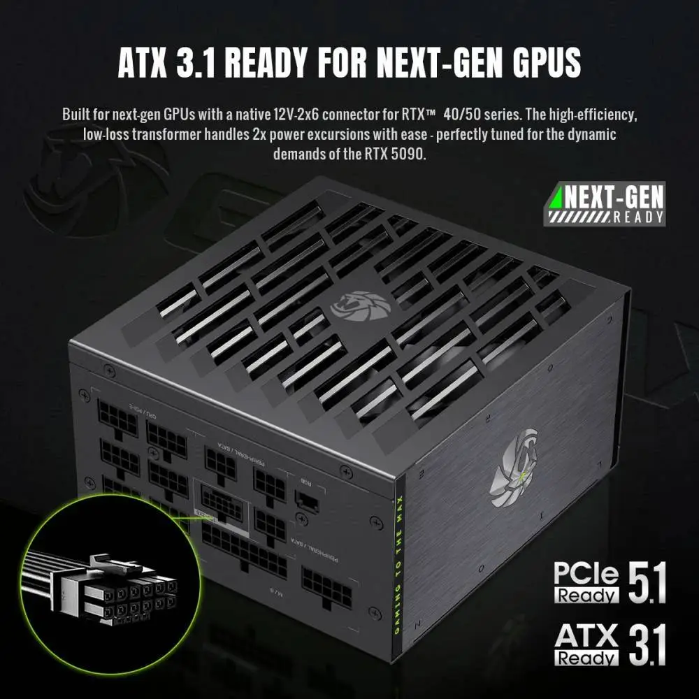 Захранване Gamemax LION CORE 1000P PSU ATX 3.1 1000W 80 Plus Platinum, Full Modular