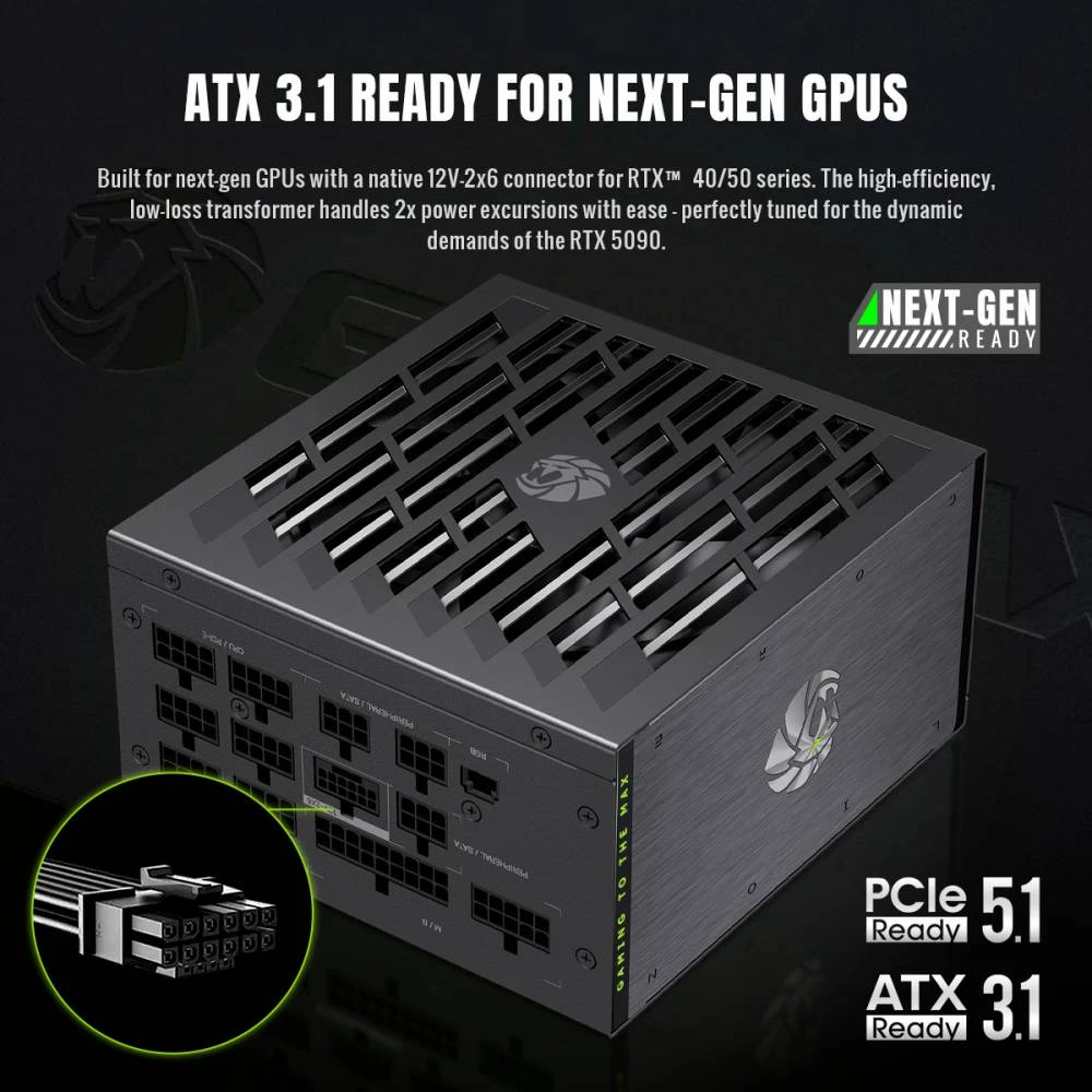 Захранване Gamemax LION CORE 1000P PSU ATX 3.1 1000W 80 Plus Platinum, Full Modular