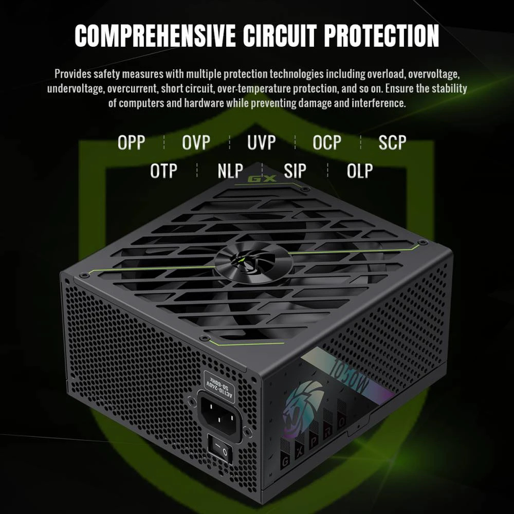 Захранване Gamemax GX PRO 1050G PSU ATX 3.1 1050W Plus Gold, Full Modular