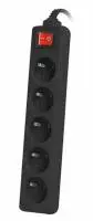 Разклонител Lanberg power strip 3m, 5 sockets, french with circuit breaker quality-grade copper cable, black