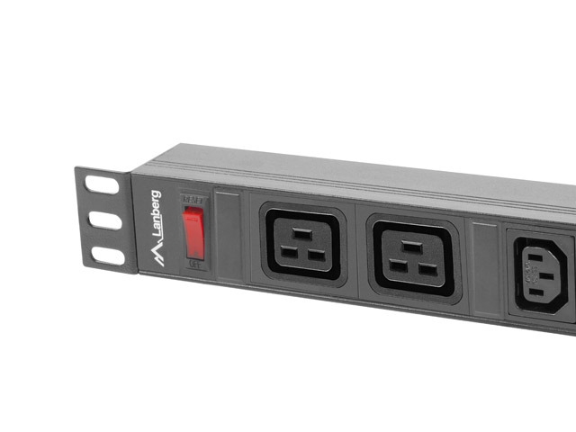 Разклонител Lanberg power distribution unit (pdu) 19" 1U 16a 2m 2x c19 8x iec c13 sockets black c20