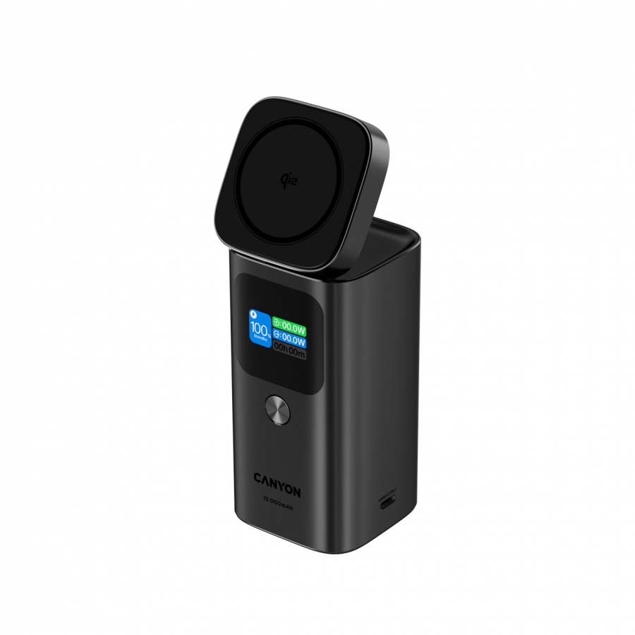 Външна батерия CANYON Qi2 magnetic power bank OnPower 150 15000mAh Aluminium Dark grey