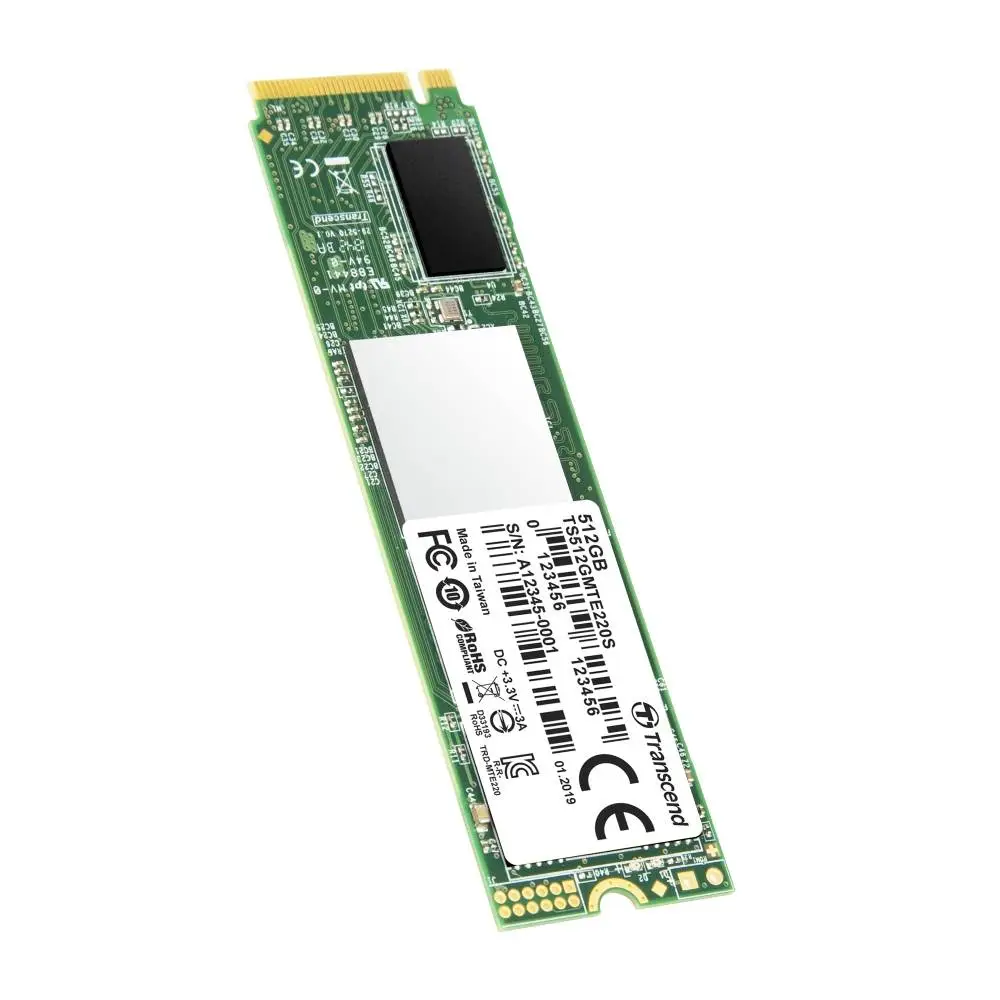 Диск SSD Transcend 512GB, M.2 2280, PCIe Gen3x4, M-Key, 3D TLC, with Dram - TS512GMTE220S