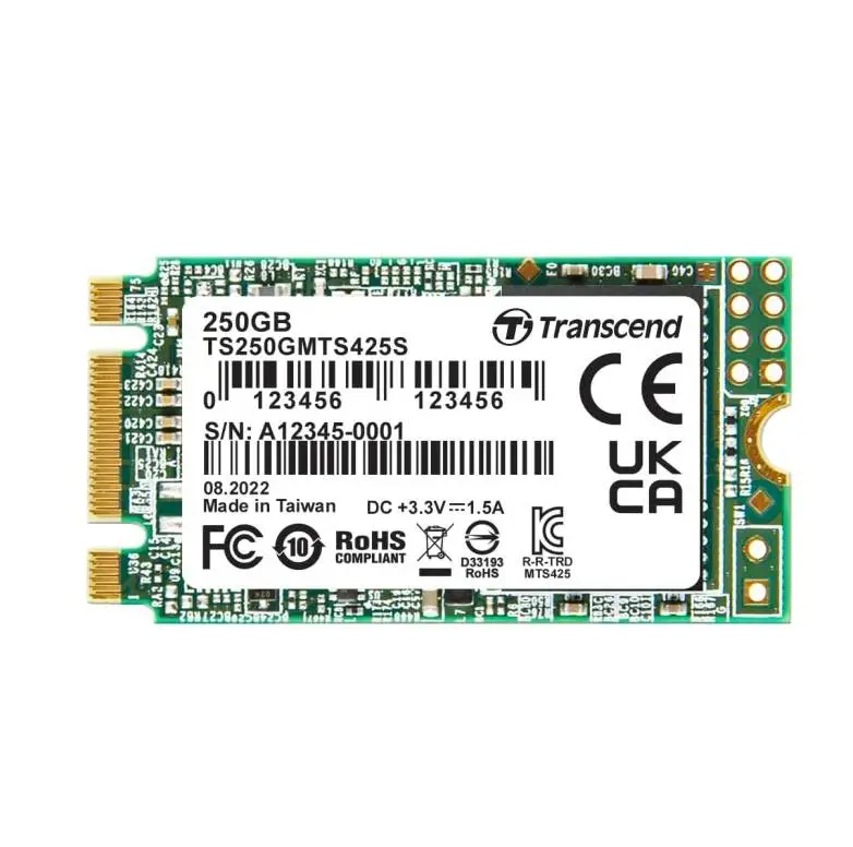 Диск SSD Transcend 250GB, M.2 2242 SSD, SATA3 B+M Key, TLC - TS250GMTS425S