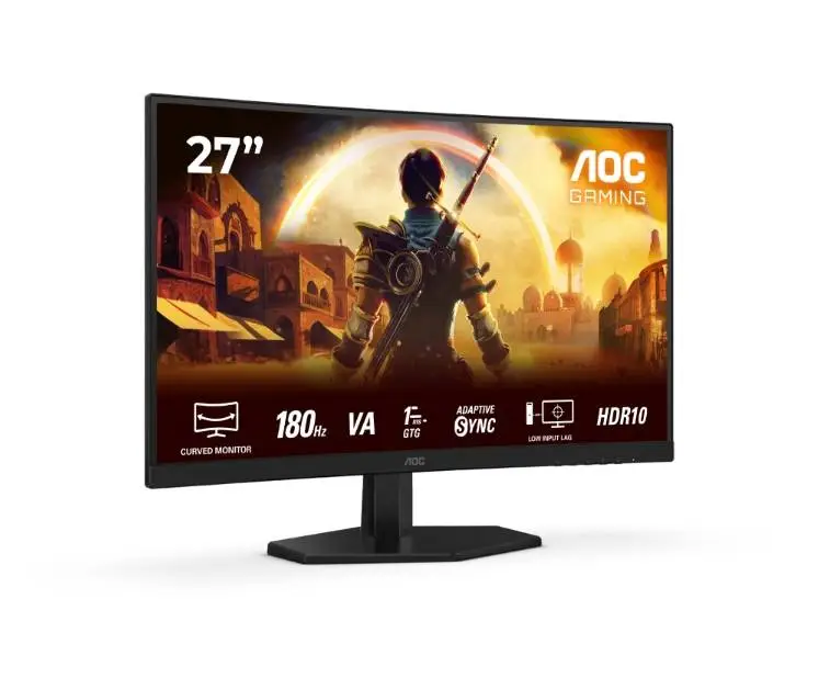 Монитор AOC C27G42E, 27" Curved 1500R, VA, WLED 1920x1080, 180Hz, 1ms GtG, Adaptive Sync, FlickerFree, Low Blue Light, 2Wx2, Tilt, 2xHDMI, DP