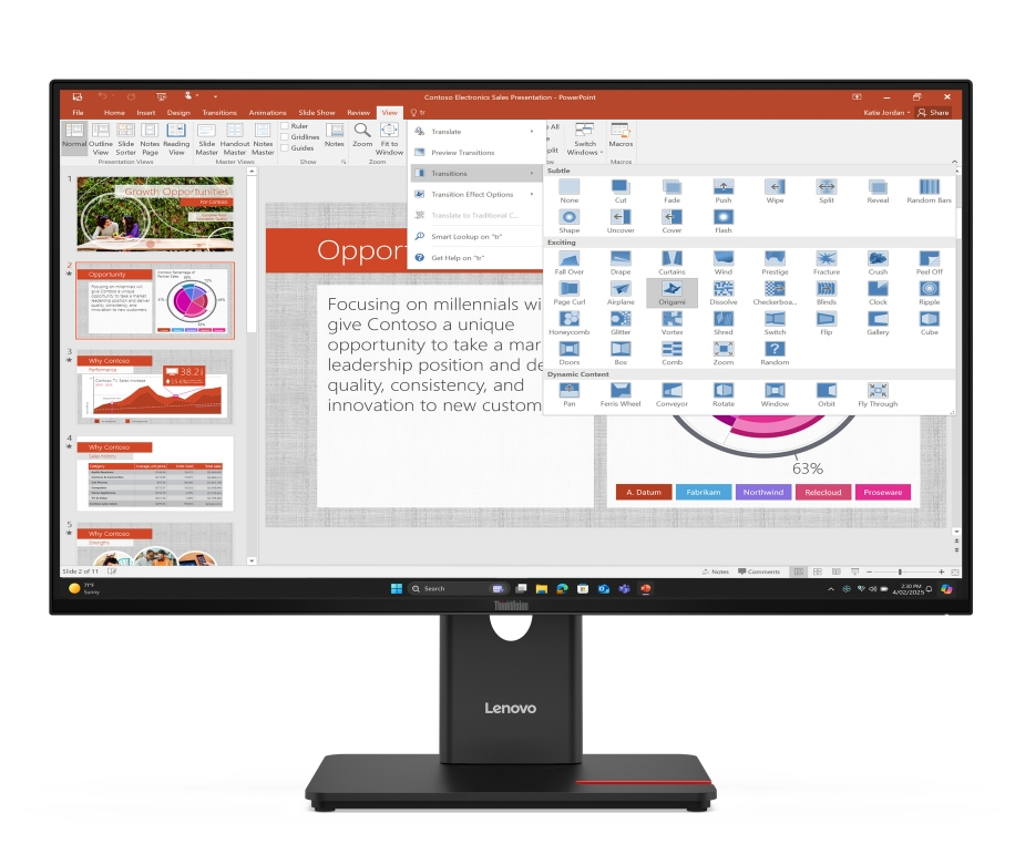 Монитор Lenovo ThinkVision T27-40 27" IPS, WLED, 1920x1080, 4ms, 120Hz, HDMI, DP, VGA, USB hub - 64A5MAT6EU