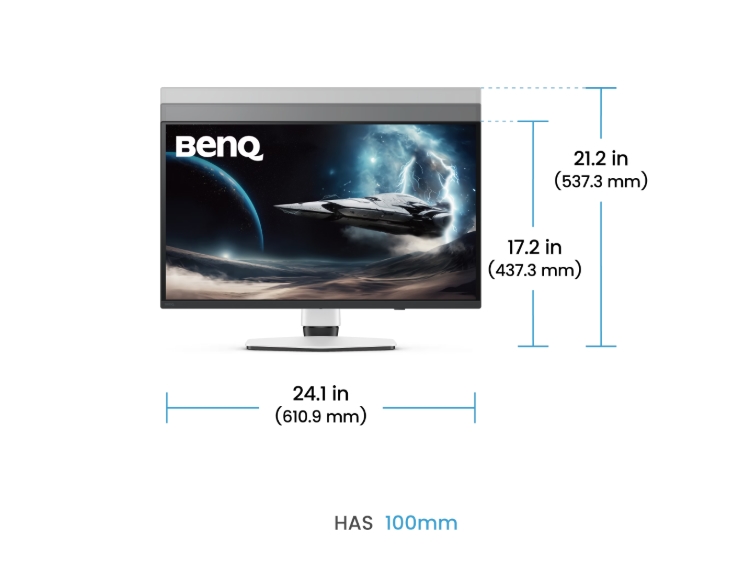 Монитор BenQ EX271UZ 27”, OLED, 4K 3840x2160, 166 PPI, 240Hz, 0.03ms, AMD FreeSync Premium Pro, HDMI, DP, USB Type-C, White - 9H.LP2LA.TBE