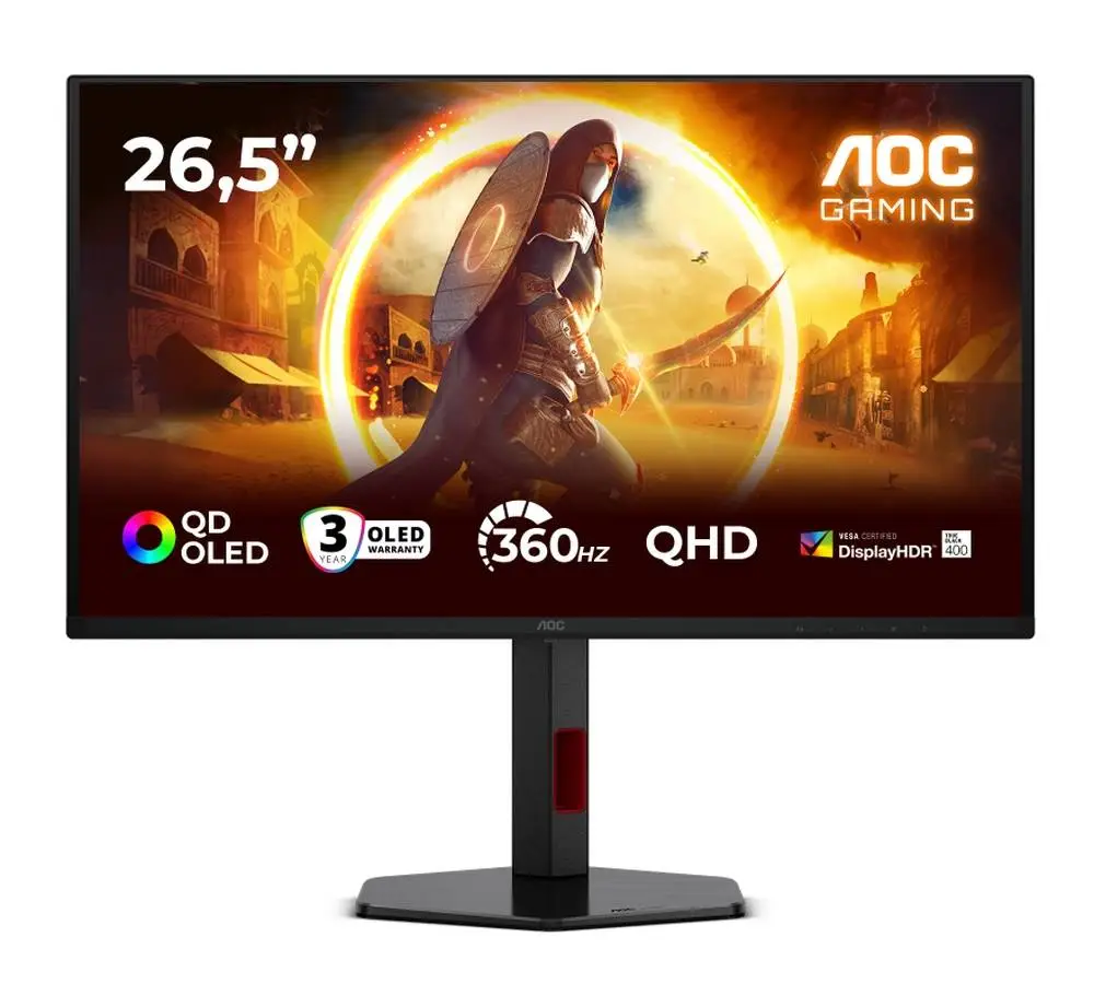 Монитор AOC Q27G4SDR, 26.5" QD-OLED, 2560x1440, 360Hz, 0.03ms GtG, Adaptive Sync, FlickerFree, Low Blue Light, 2xHDMI, DP, USB hub