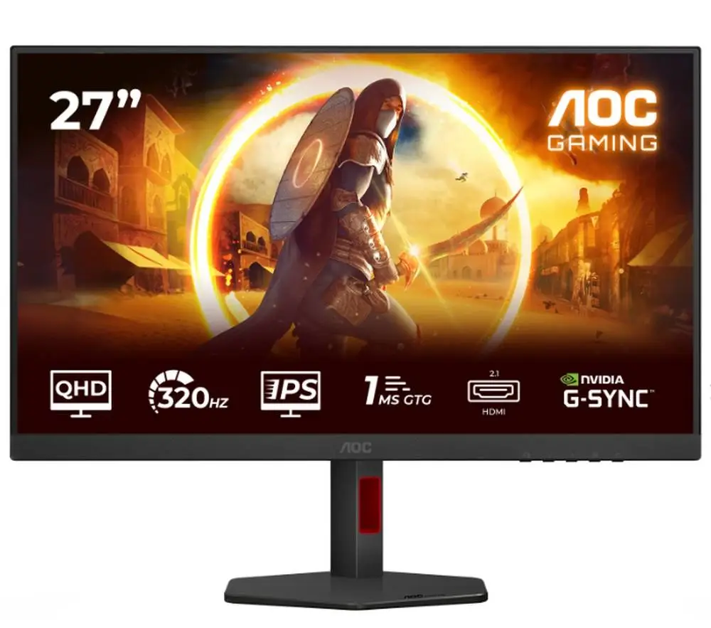 Монитор AOC Q27G4SRU, 27" Fast IPS WLED, 2560x1440, 320Hz, 0.3ms MPRT, Adaptive Sync, FlickerFree, Low Blue Light, 2Wx2, 2xHDMI, DP, USB hub