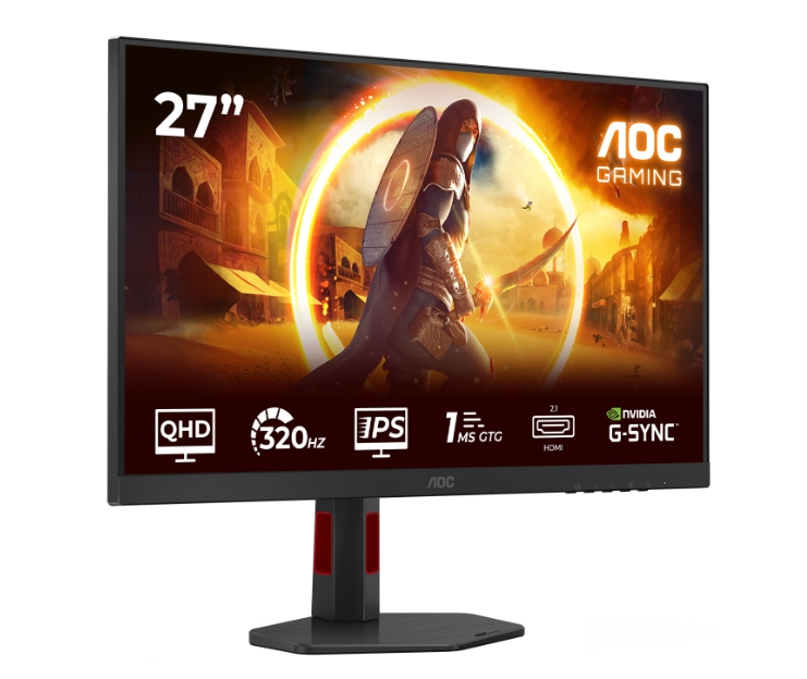 Монитор AOC Q27G4SRU, 27" Fast IPS WLED, 2560x1440, 320Hz, 0.3ms MPRT, Adaptive Sync, FlickerFree, Low Blue Light, 2Wx2, 2xHDMI, DP, USB hub