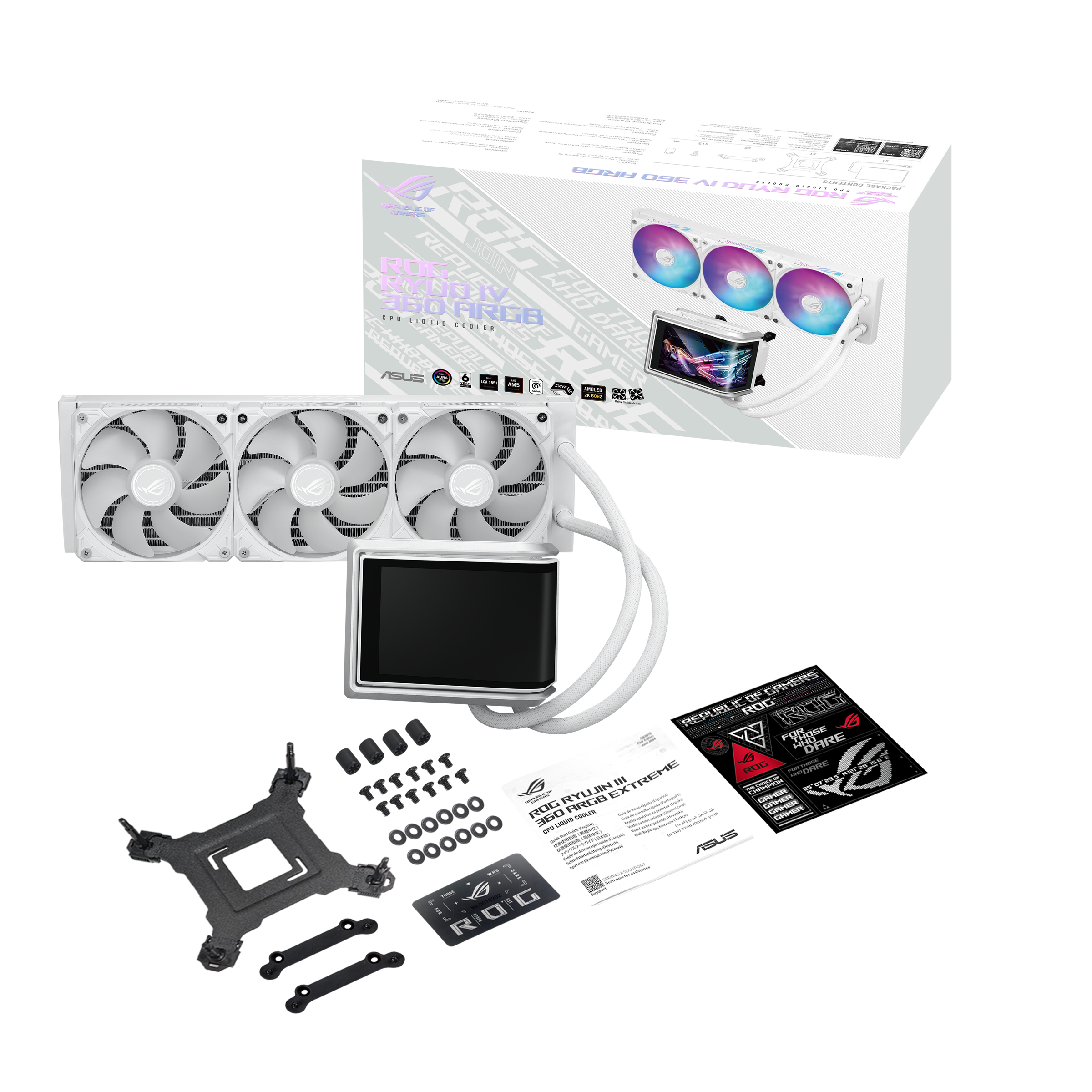 Охладител за процесор ASUS ROG Ryuo IV 360 ARGB White Edition 6.67" Curved AMOLED Display - 90RC01N2-B0EAY0