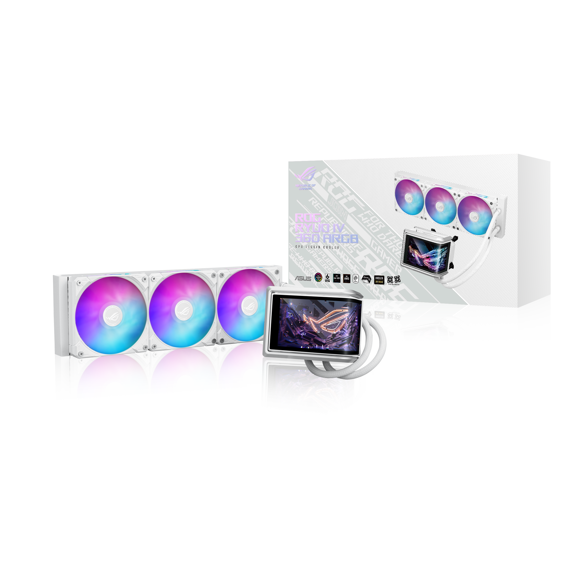 Охладител за процесор ASUS ROG Ryuo IV 360 ARGB White Edition 6.67" Curved AMOLED Display - 90RC01N2-B0EAY0