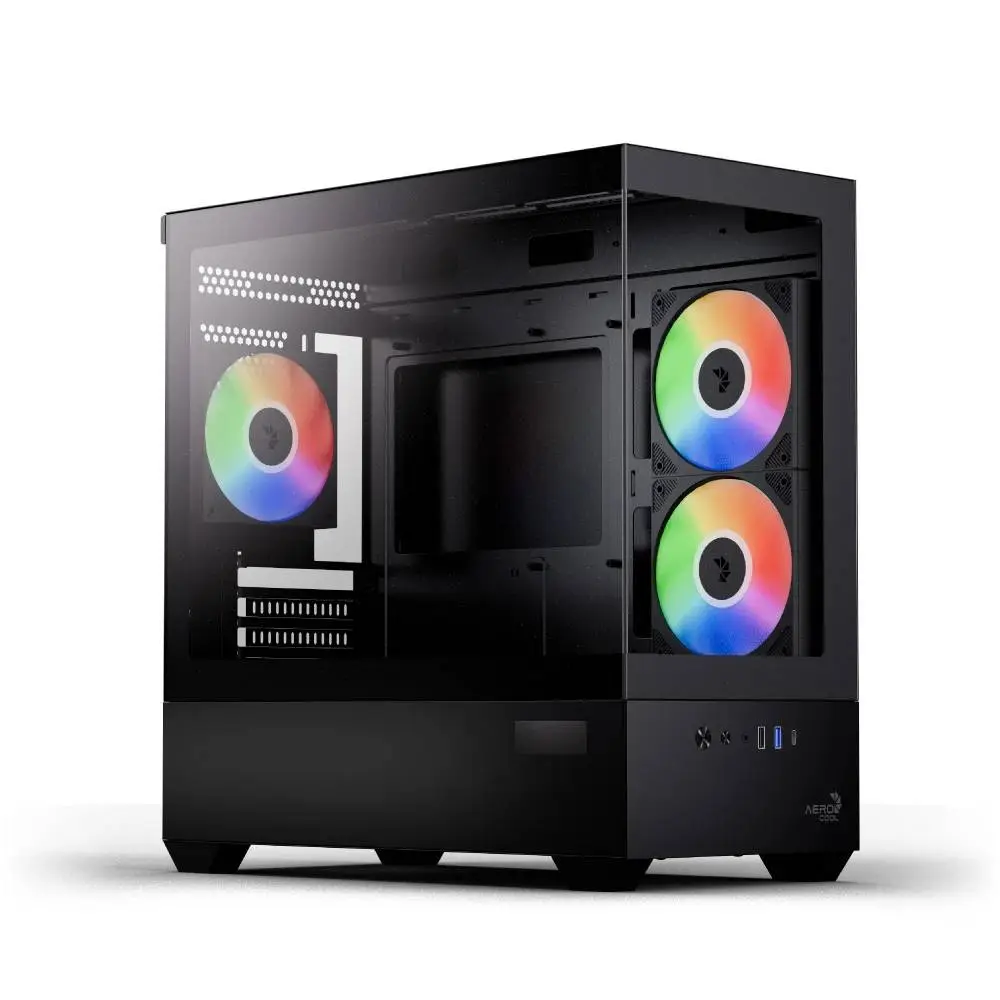 AeroCool Gehäuse mATX - P300D Digi-G-BK-v1 - Digital Display, USB-C, 3 x 120 mm A-RGB
