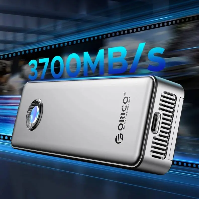 Orico външна кутия за диск Storage - Case - M.2 NVMe M key - USB-C/A, 20Gbps, Built-in Air Cooling, Aluminium - OUM2-G20-SV
