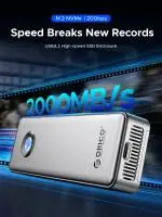Orico външна кутия за диск Storage - Case - M.2 NVMe M key - USB-C/A, 20Gbps, Built-in Air Cooling, Aluminium - OUM2-G20-SV