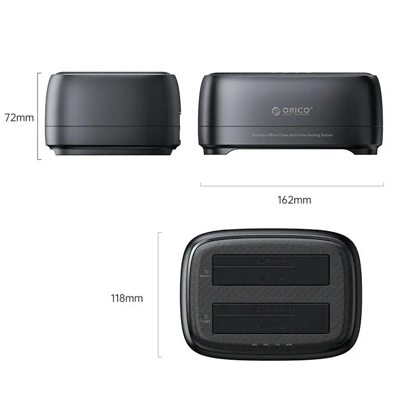 Orico докинг станция Storage - HDD/SSD Dock - 2 BAY Offline Clone 2.5/3.5 USB-C/USB-A - DD28C3-C