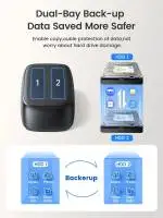 Orico докинг станция Storage - HDD/SSD Dock - 2 BAY Offline Clone 2.5/3.5 USB-C/USB-A - DD28C3-C