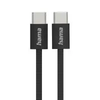 HAMA Кабел за зареждане "Fabric", USB-C - USB-C, 1 m, Nylon, черен