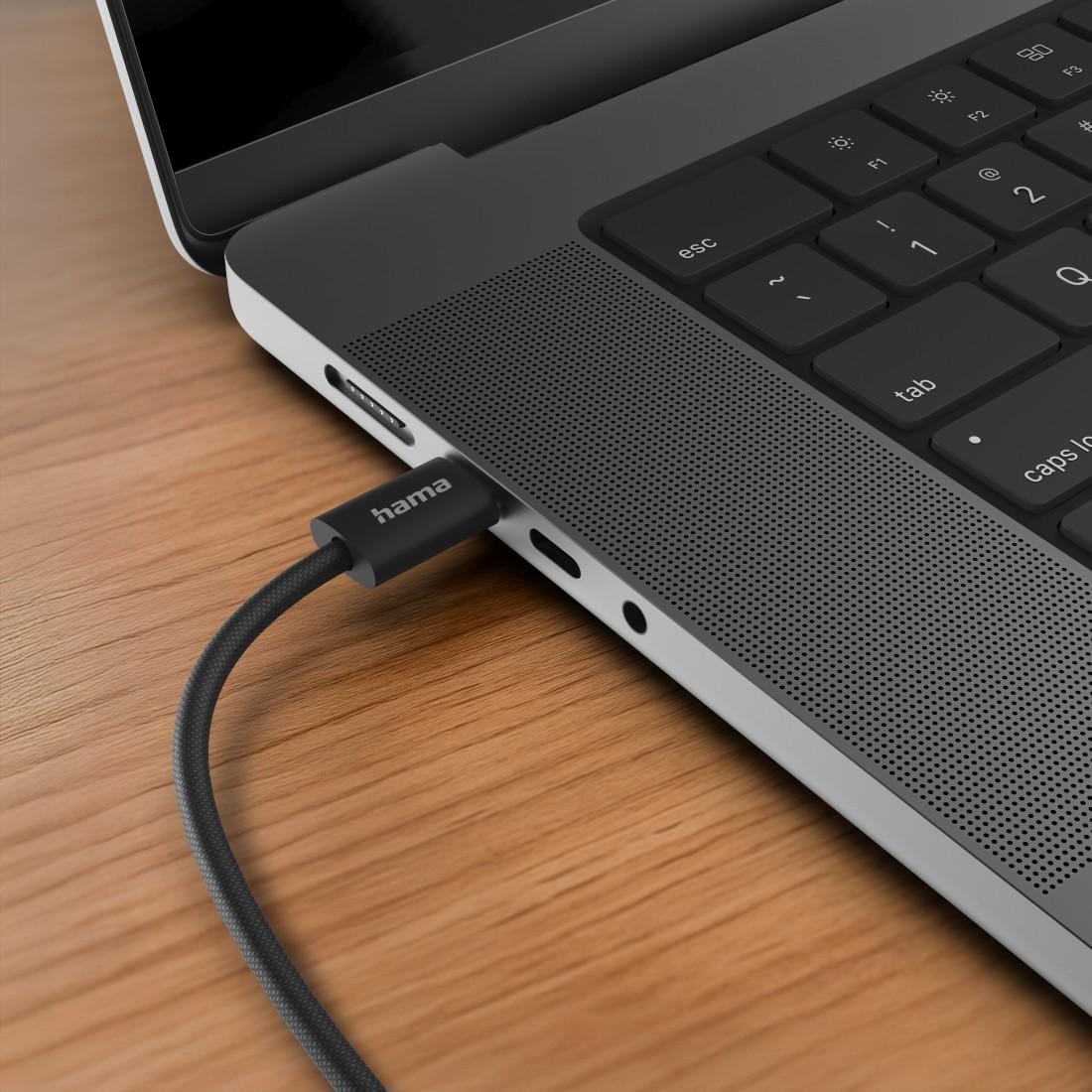 HAMA Кабель для зарядки "Fabric", USB-C - USB-C, 1 m, Нейлон, чорний