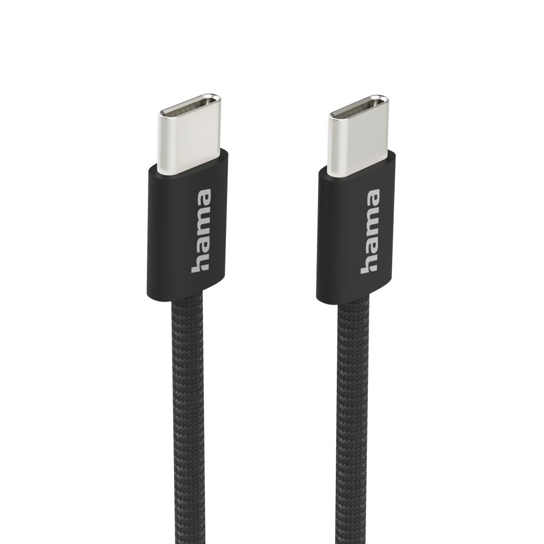 HAMA Кабель для зарядки "Fabric", USB-C - USB-C, 1 m, Нейлон, чорний
